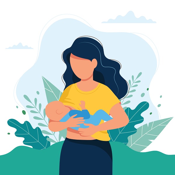 Breastfeeding,Illustration,,Mother,Feeding,A,Baby,With,Breast,With,Nature